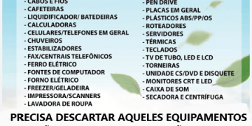 CUIDE DO MEIO AMBIENTE E DESCARTE CORRETAMENTE MATERIAIS E RESÍDUOS ELETRÔNICOS