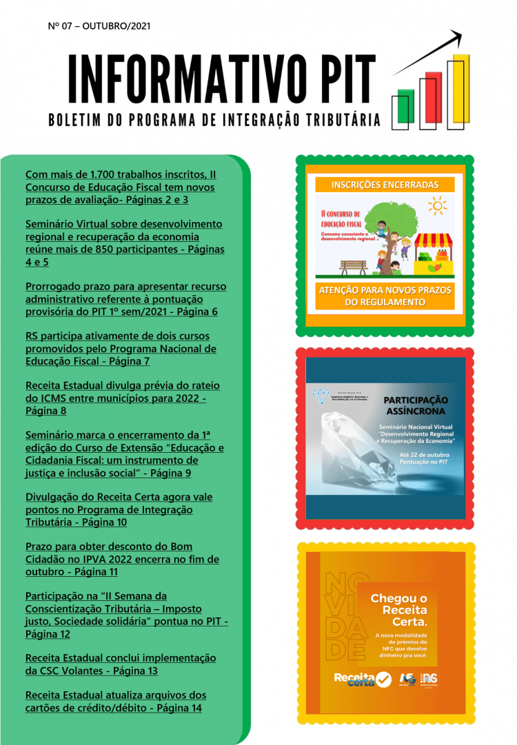 CONFIRA A 7ª EDIÇÃO DO INFORMATIVO PIT