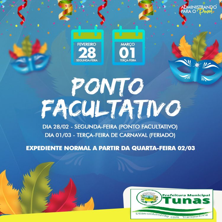PONTO FACULTATIVO DE CARNAVAL