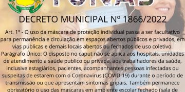 MUNICÍPIO DE TUNAS FAZ DECRETO DE LIBERAÇÃO DO USO DE MÁSCARA