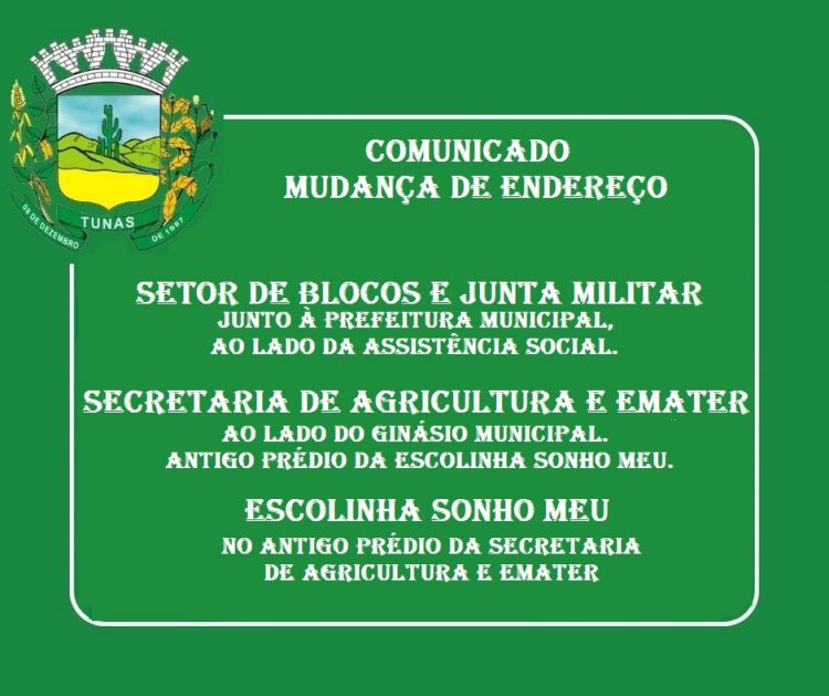 COMUNICADO MUDANÇA DE ENDEREÇO