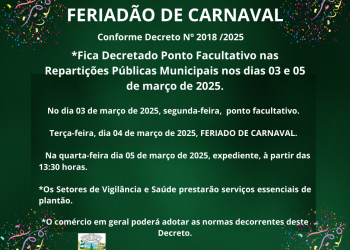 FERIADÃO DE CARNAVAL