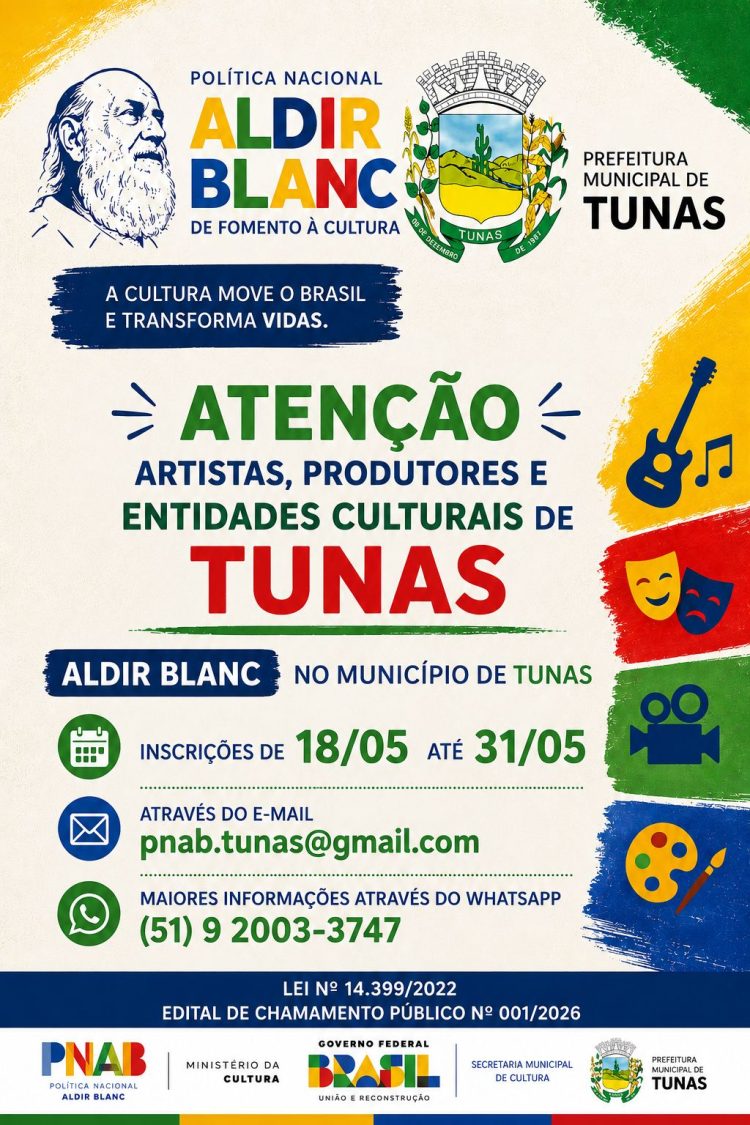 EDITAL DE CHAMAMENTO PÚBLICO Nº 001/2026 – SELEÇÃO DE PROJETOS PARA FIRMAR TERMO DE EXECUÇÃO CULTURAL COM RECURSOS DA POLÍTICA NACIONAL ALDIR BLANC DE FOMENTO À CULTURA – PNAB (LEI Nº 14.399/2022)